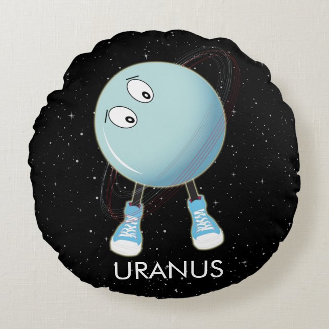 Coussins Ronds Planet Uranus & Stars (Devant)
