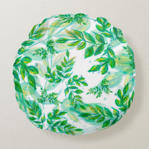 Coussins Ronds Plante de nature motif feuille vert