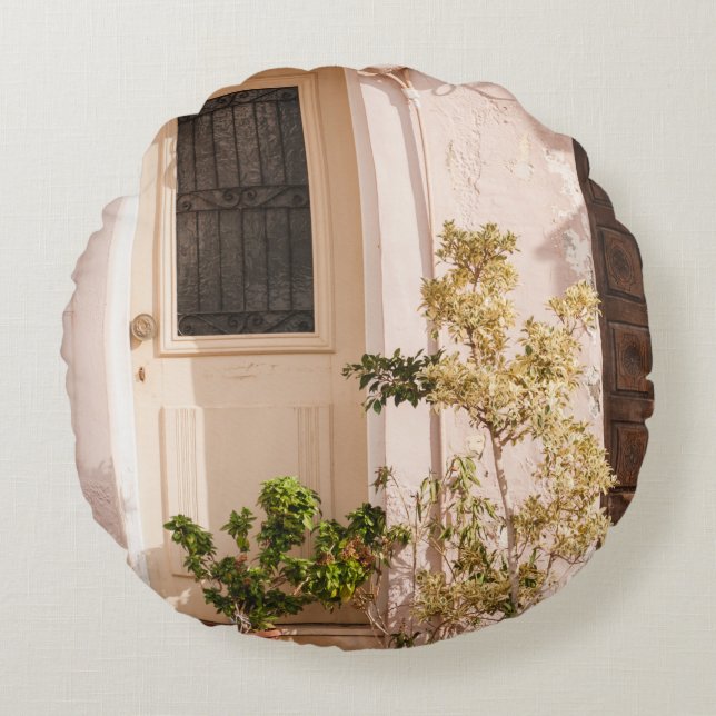 COUSSINS RONDS PLANTES FEUILLES VERTES (Devant)