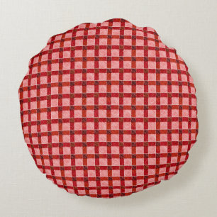 Coussins Ronds Plaque de croix rose tartan avec léger relief rugu
