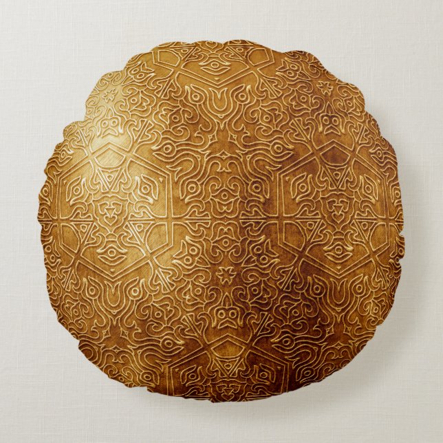 Coussins Ronds Plaque métallique ornée classique (Devant)