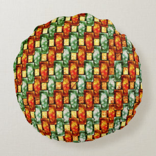 Coussins Ronds Plaques rectangulaires orange vert sculpté et tach