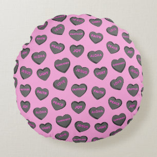 Coussins Ronds Plein de coeur d'amour Motif rose noir