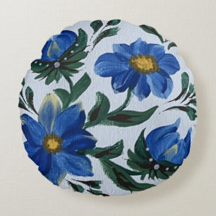 Coussins Ronds Pluie Bleue