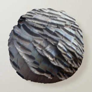Coussins Ronds Plumes de Dindon Sauvage II Design Abstrait de la