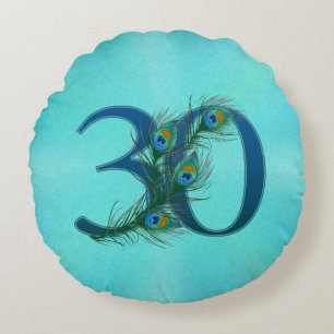 Coussins Ronds Plumes de Paon 30 Anniversaire de Naissance Milest