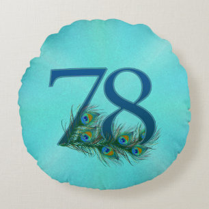 Coussins Ronds Plumes de Paon 78 Anniversaire Milestone