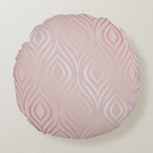 Coussins Ronds plumes de paon en or rose, vintage