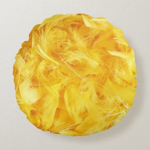 Coussins Ronds Plumes jaunes vives