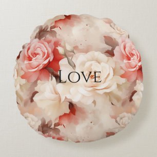 Coussins Ronds Plutôt rose Crème Bleue Rose Floral