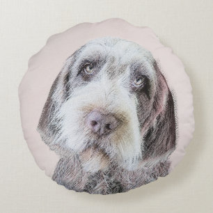 Coussins Ronds Pointing à poils durs Peinture Griffon - Art Chien