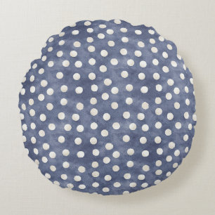 Coussins Ronds Points Blancs Bleus  