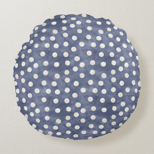 Coussins Ronds Points Blancs Bleus   (Devant)