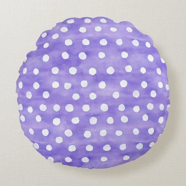 Coussins Ronds Points Blancs Violets (Devant)