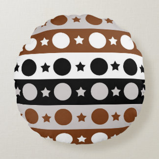 Coussins Ronds Points Brown noirs blancs Étoiles Rayures Design