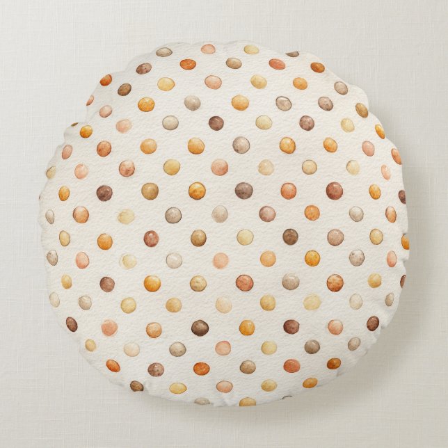 Coussins Ronds Points Citron Citrouille Latte Rayures (Devant)