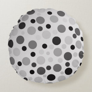 Coussins Ronds Points noirs et gris,