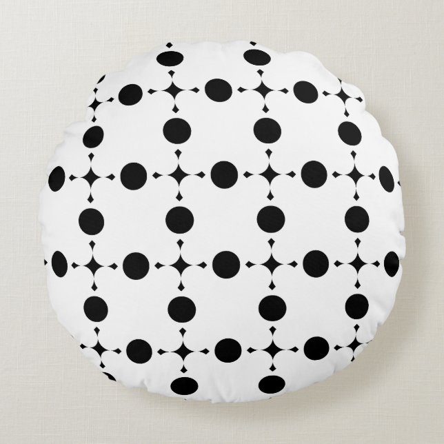 Coussins Ronds Points noirs, Motif à pois, Points, Pointillé (Devant)