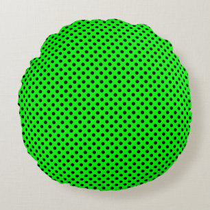 Coussins Ronds Points noirs sur fond vert citron