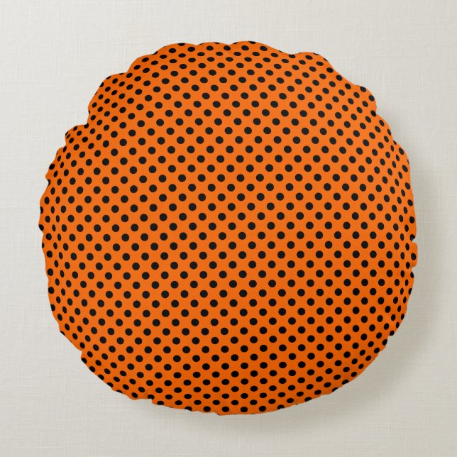 Coussins Ronds Points noirs sur orange (Devant)