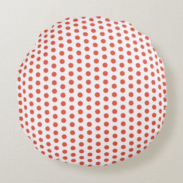 Coussins Ronds Points oranges rouges personnalisés couleurs migno (Devant)