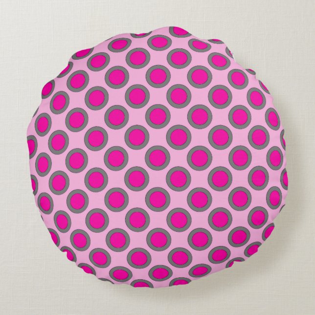 Coussins Ronds Points tournés, fuchsia, gris et rose (Dos)