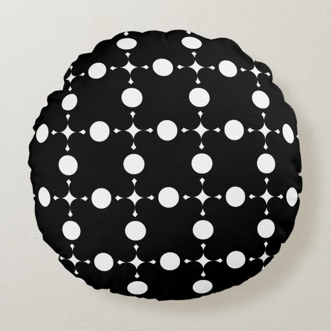 Coussins Ronds Pois blancs, Motif à points Polka, points, pointil (Devant)