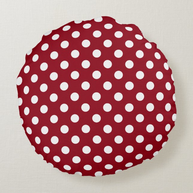 Coussins Ronds Pois blancs sur Crimson Red (Dos)