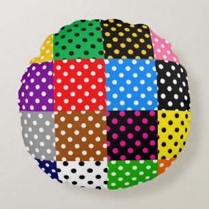 Coussins Ronds Pois de surfaces composées multicolores