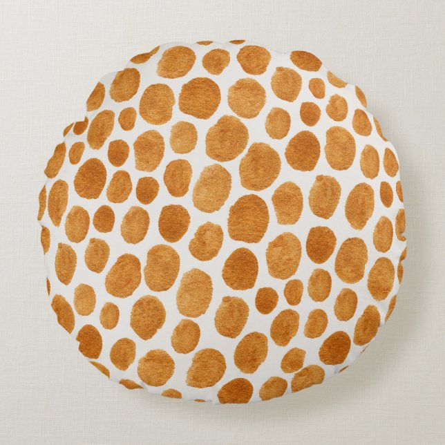 Coussins Ronds Pois d'or : Gouache Abstraite (Devant)