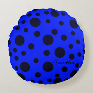 Coussins Ronds Pois simple Noir moderne sur motif bleu