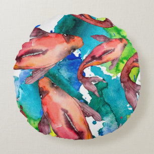Coussins Ronds Poisson aquatique. Mer rouge et poissons exotiques