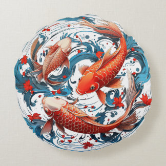Coussins Ronds Poisson artistique Koi