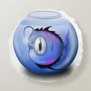 Coussins Ronds Poisson pêcheur aquarium cuvette mignonne