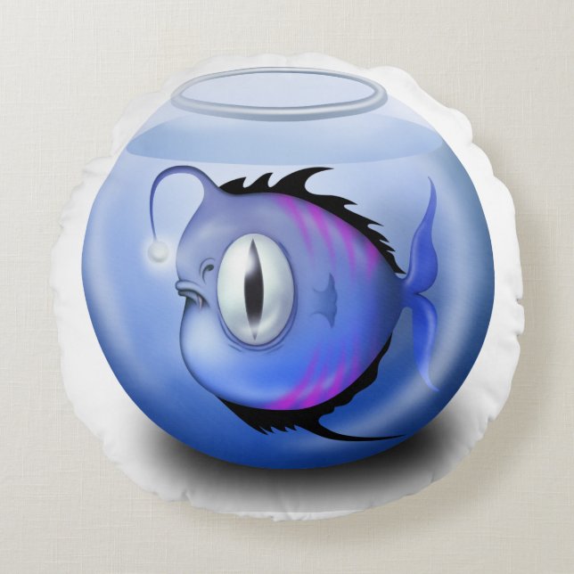 Coussins Ronds Poisson pêcheur aquarium cuvette mignonne (Devant)