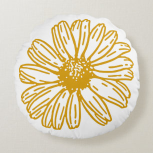Coussins Ronds Poissons Jaunes Dorés Imprimer, Motif Floral Maisy