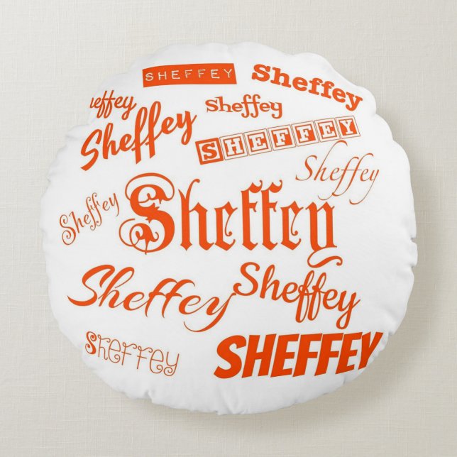 Coussins Ronds Polices Orange Sheffey - 9569 (Devant)