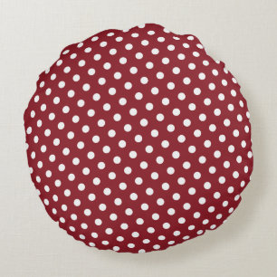Coussins ronds Polka rouge et blanc