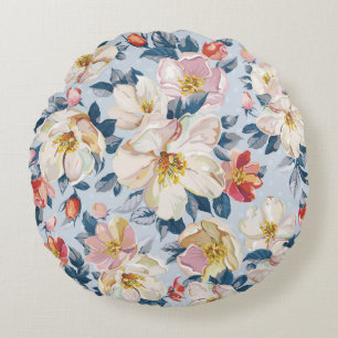 Coussins Ronds Pommier florissant, motif élégant.