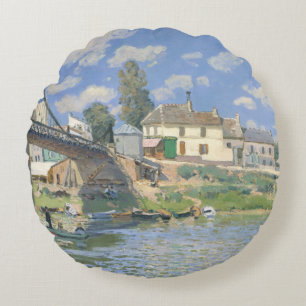 Coussins Ronds Pont de Villeneu par Sisley Impressionist Paint