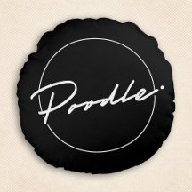 Poodle Chic Écriture Élégante Rond Noir Jeté