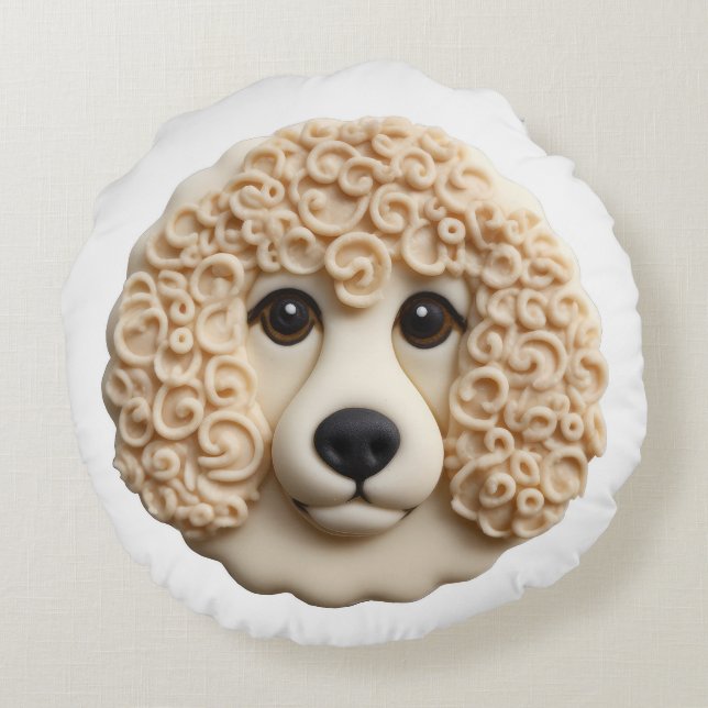 Coussins Ronds Poodle Chien 3D Inspiré (Dos)