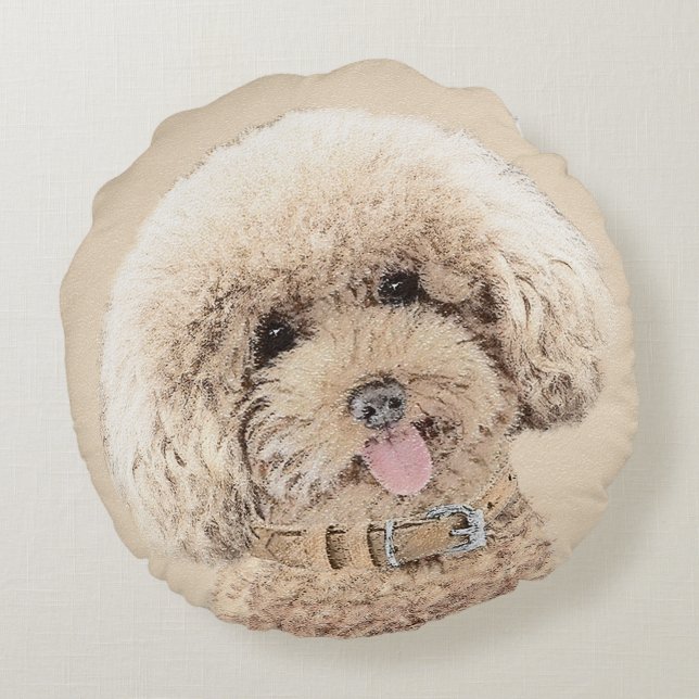 Coussins Ronds Poodle Miniature Toy Apricot Crème Chien Brown Art (Dos)
