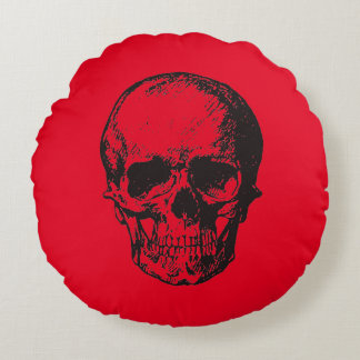 Coussins Ronds Pop Art rouge crâne