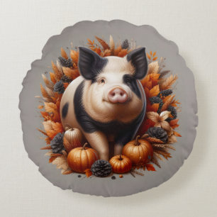 Coussins Ronds Porc et feuillage d'automne