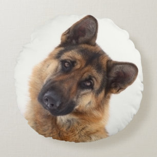 Coussins Ronds Portrait amusant et adorable de berger allemand