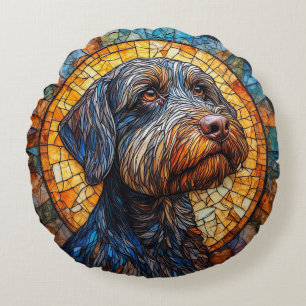 Coussins Ronds Portrait de chien en verre coloré