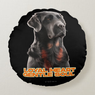 Coussins Ronds Portrait de chien noir élégant - Art réaliste pour