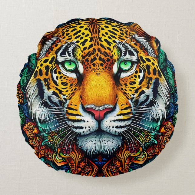 Coussins Ronds Portrait de tigre (Devant)