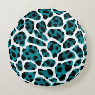 Coussins Ronds Poster de animal blanc turquoise